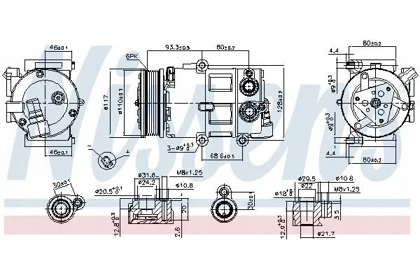 AIR CONDITIONING COMPRESSOR 890179 NISSENS Catalog number of the original FORD 1435790 FORD 1543948 FORD 1566158 FORD 1674615 FO