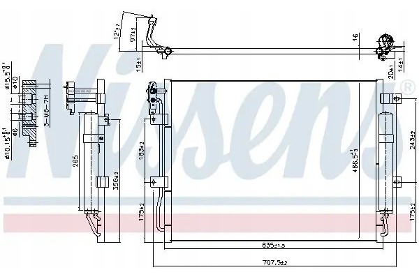 CONDENSER AIR CONDITIONING COOLER 940406 NISSENS Catalog number of the original LAND ROVER JRB500250 LAND ROVER JRB500270 LAND R