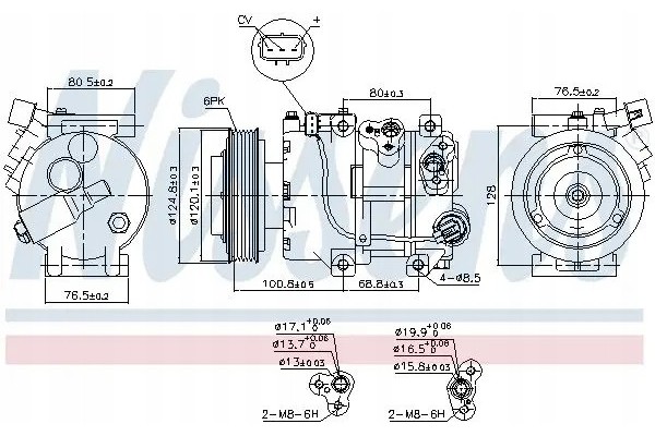 AIR CONDITIONING COMPRESSOR 890651 NISSENS Catalog number of the original HYUNDAI 977012S500 HYUNDAI 977012S500AS1 KIA 977012S50