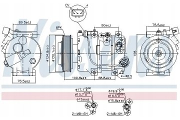 AIR CONDITIONING COMPRESSOR 890651 NISSENS Catalog number of the original HYUNDAI 977012S500 HYUNDAI 977012S500AS1 KIA 977012S50