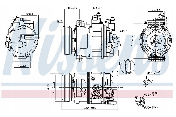 Nissens 890633 Compressor air conditioning Compressor ID 7SEU17C