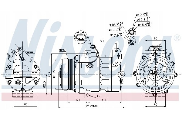 Compressor air conditioning NISSENS 89037 Part manufacturer Nissens