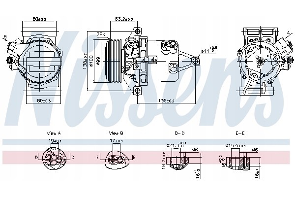Compressor air conditioning NISSENS 890980 Part manufacturer Nissens