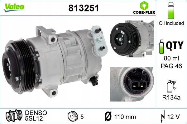 Compressor air conditioning VALEO 813251 Car type cargo vans passenger cars