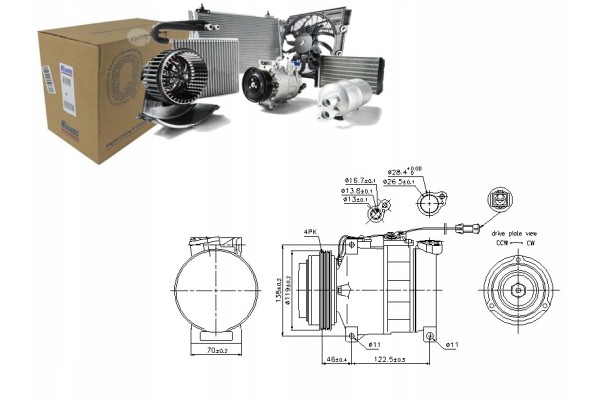 AIR CONDITIONING COMPRESSOR AUDI A4 97 00 A6 97 05 Catalog number of the original AUDI 4B0 260 805 C AUDI 4B0260805N AUDI 4B0260