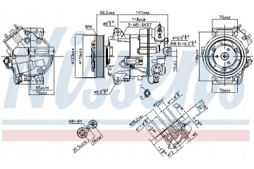 AIR CONDITIONING COMPRESSOR 890264 NISSENS Catalog number of the original OPEL 13250604 OPEL 13250609 OPEL 13262843 OPEL 1327126