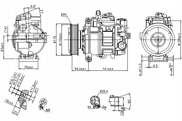 AIR CONDITIONING COMPRESSOR AUDI A4 00 04 1 8T 2 0FSi Version European