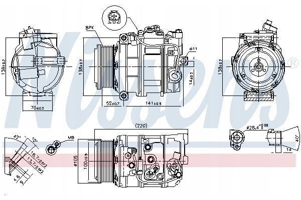 Compressor air conditioning NISSENS 89412 Part manufacturer Nissens