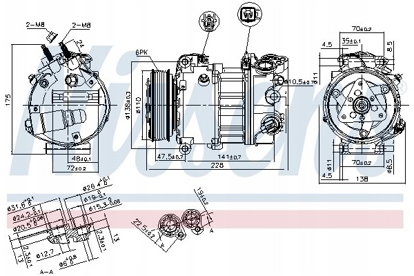 Compressor air conditioning NISSENS 890124 Part manufacturer Nissens