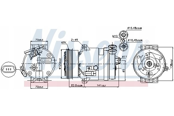 Compressor air conditioning NISSENS 89258 Part manufacturer Nissens