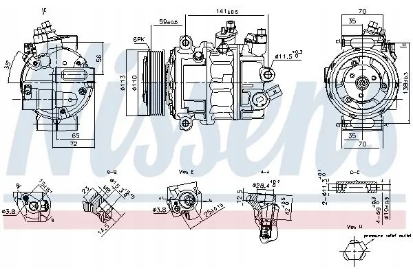 COMPRESSOR AIR CONDITIONING COMPRESSOR 890893 NISSENS VW Packaging status original