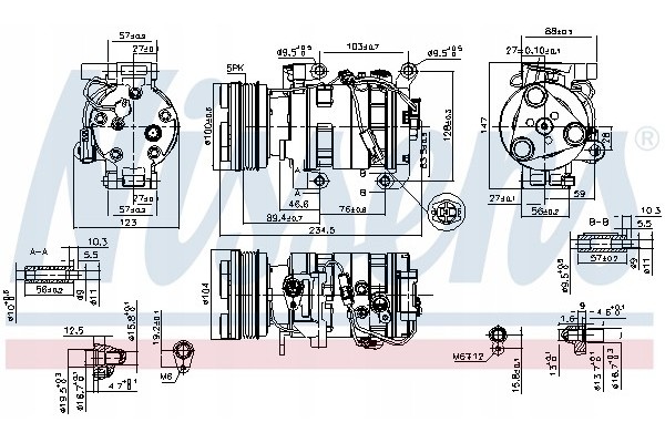 Compressor air conditioning NISSENS 89550 Part manufacturer Nissens