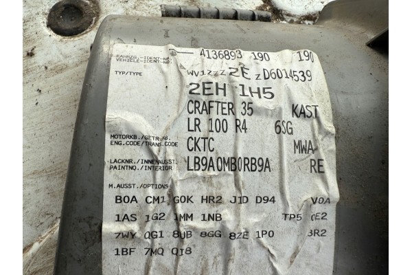 VW CRAFTER 2 0 TDI MANUAL GEARBOX MWA Catalog number of the part MWA