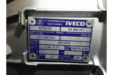 GEARBOX IVECO DAILY 3 0 6 GEARS 6S380V0 Transmission type manual