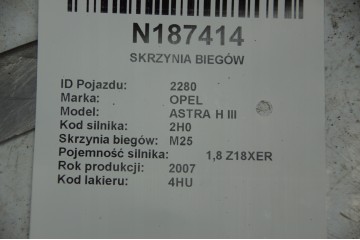 GEARBOX M25 1 8 140 KM OPEL ASTRA H III Engine type gasoline