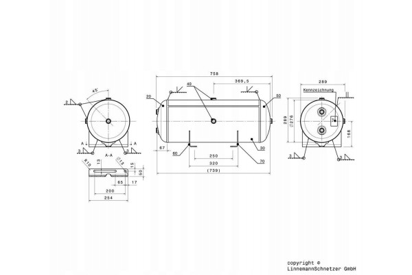 AIR TANK 40L 276X758MM Packaging status original