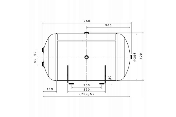 Compressed air steel tank with 80L mounting 751x396mm 10BAR Packaging status original