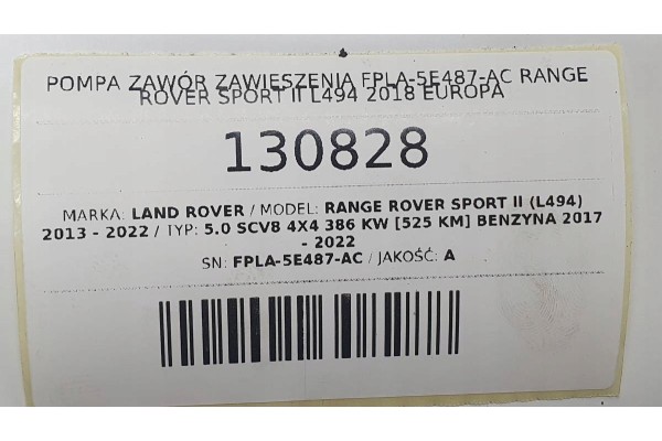 Válvula de Bomba de Suspensión FPLA-5E487-AC Range Rover Sport II L4