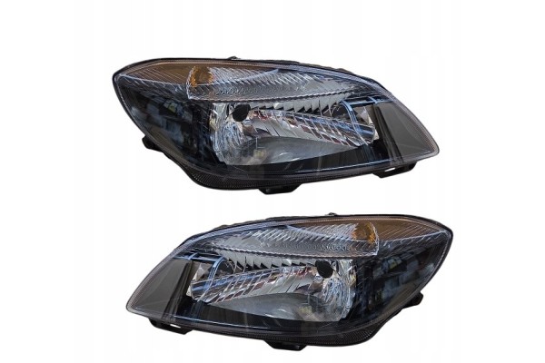 SET OF HEADLIGHTS SKODA FABIA ROOMSTER 2010 2014 BLACK