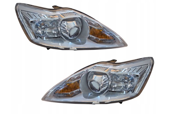 SET OF HEADLIGHTS FORD FOCUS 2008 2010 SILVER XENON