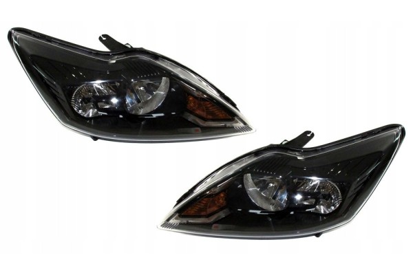 SET OF HEADLIGHTS FORD FOCUS 2008 2011 BLACK TYC
