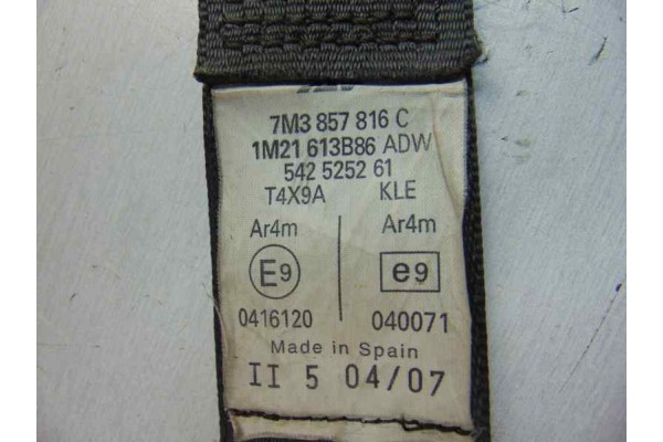 7M3857816C  CINTURON SEGURIDAD TRASERO DERECHO SEAT ALHAMBRA (7V9) Reference 2007 7M3857816C 186949 SEAT - 4