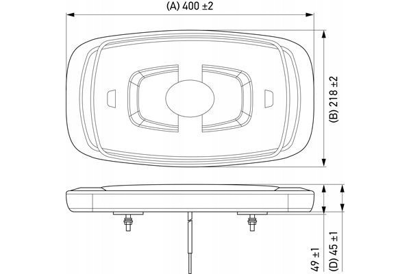 Warning beam HELLA 2RL 014 565 121 Fixture 87 3mm 61 3mm 25mm Catalog number of the part 2RL 014 565 121