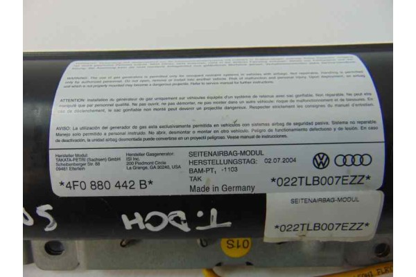 4F0880442B  AIRBAG LATERAL TRASERO DERECHO AUDI A6 BERLINA (4F2) 3.0 TDI Quattro (165kW) 2004 4F0880442B 187105 AUDI - 4