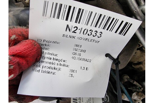 COMPLETE ENGINE M13A 1044633 1 3 82 KM SUZUKI IGNIS Catalog number of the part M13A 1044633