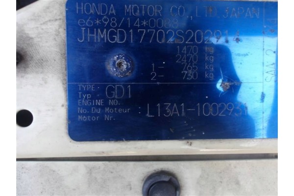 ENGINE HONDA JAZZ II 1 3 L13A1 COMPLETE 130 THOUSAND FILM Part manufacturer Honda OE