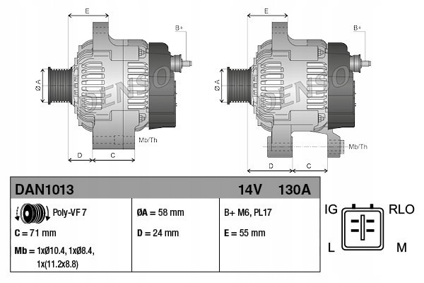 DENSO DAN1013 alternator Car type cargo vans passenger cars