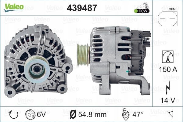 VALEO alternator 439487 Alternator charging current 150 A