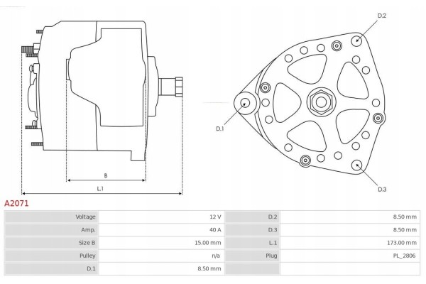 Alternador para Honda GL1500 GL1500A GL1500SE 01/1990 - AS-PL A2071