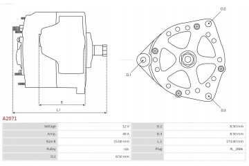 Alternador para Honda GL1500 GL1500A GL1500SE 01/1990 - AS-PL A2071