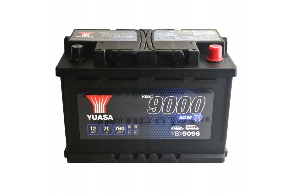 CAR BATTERY YUASA AGM START STOP 70AH 760A YBX9096 Catalog number of the part YBX9096