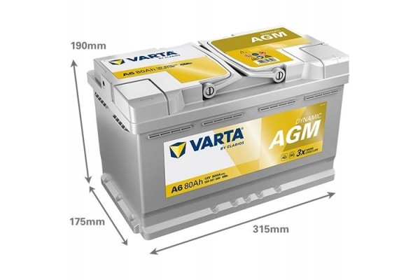 Battery Varta 12V 80Ah 800A AGM Start Stop Dynamic A6 K prod February 2026 Part manufacturer Varta
