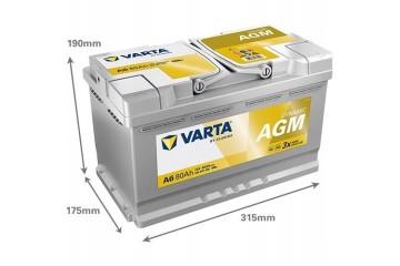 Battery Varta 12V 80Ah 800A AGM Start Stop Dynamic A6 K prod February 2026 Part manufacturer Varta