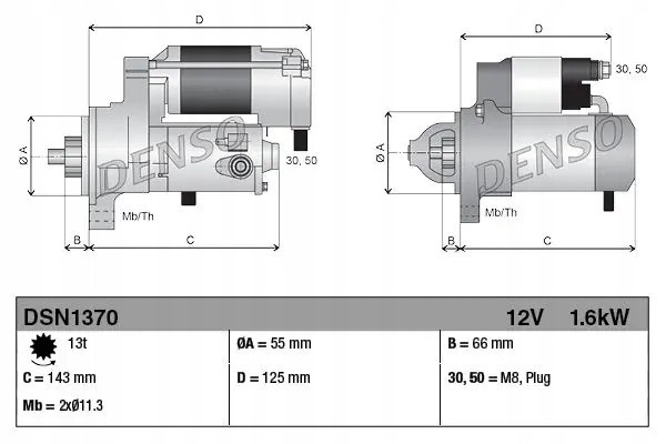 STARTER DSN1370 DENSO TOYOTA AVENSIS Part manufacturer Denso