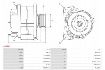 AS PL A0814S ALTERNATOR OPEL INSIGNIA A 2 0 CDTI 14 17 Version European