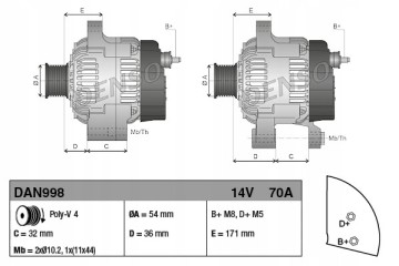 DENSO DAN998 alternator Car type buses cargo vans passenger cars