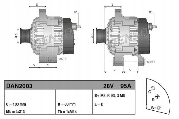 ALTERNATOR DAN2003 DENSO Part manufacturer Denso