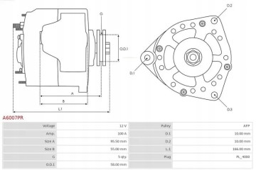 ALTERNATOR 100A A6007PR AS PL TOYOTA AVENSIS Car type cargo vans passenger cars