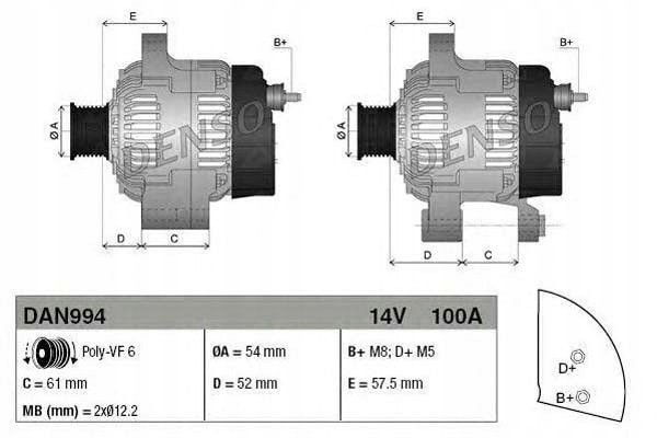 Alternator DAN994 DENSO Catalog number of the part DAN994