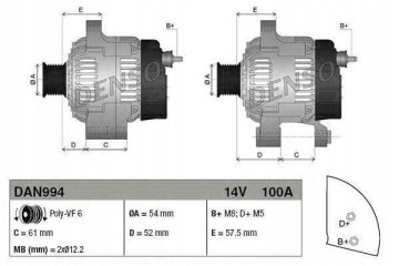 Alternator DAN994 DENSO Catalog number of the part DAN994