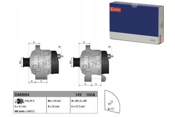 Alternator DAN994 DENSO Catalog number of the original ALFA ROMEO 51764265 ALFA ROMEO 51854901 FIAT 51764265 FIAT 51854901 LANCI