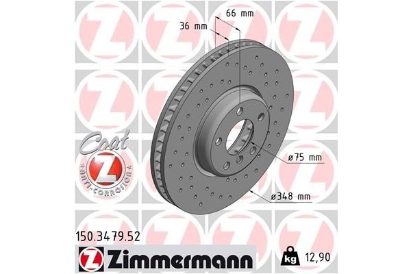 Zimmermann 150 3479 52 Brake disc FRONT RIGHT BMW 5 6 7 1 PIECE Catalog number of the part 150 3479 52