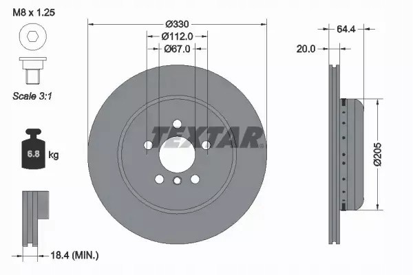 TEXTAR 92305125 BRAKE DISC BMW T 2 3 4 5 6 7 X3 X4 X5 Z4 1 6 3 0 16 PR Number of discs offered 1