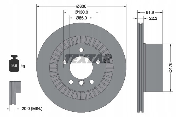 TEXTAR BRAKE DISC BMW P 3 4 11 PERFORATED Number of discs 1