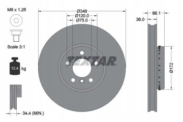 Brake disc TEXTAR 92253725 Number of discs offered 1