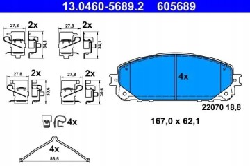 BRAKE PADS FRONT 13 0460 5689 2 ATE JEEP Packaging status original